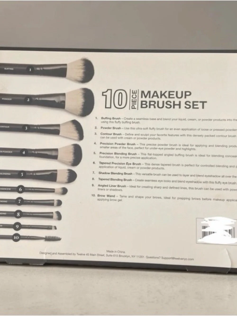 10-Piece Black Makeup Brush Set - Professional Face & Eye Brushes